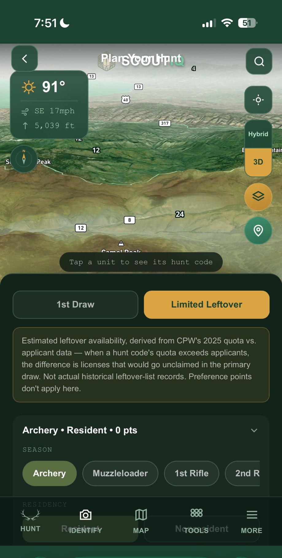 ScoutIQ unit planner with draw and leftover odds